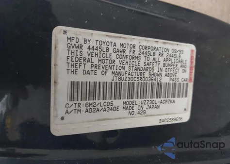 1994 Lexus Sc 400 z USA, uszkodzony, nr VIN JT8UZ30C5R0036412